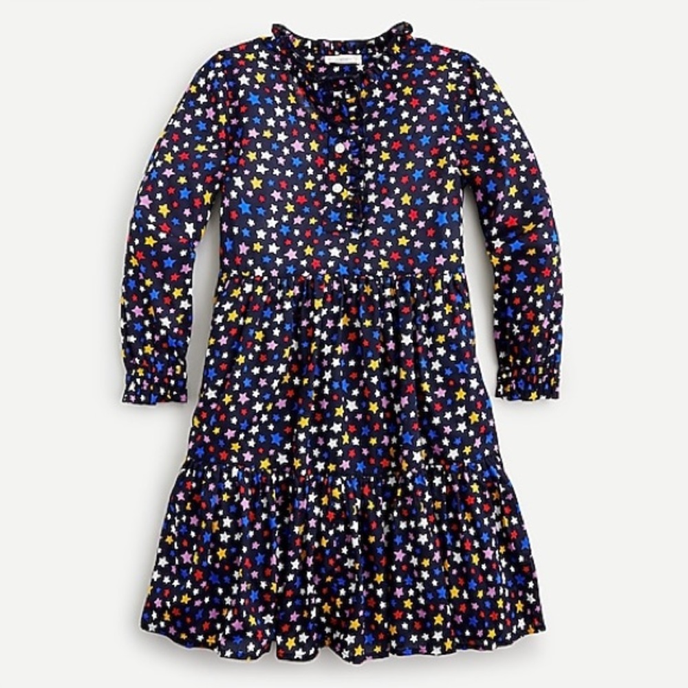 J Crew Girls' tiered dress in allover star print & matching headband